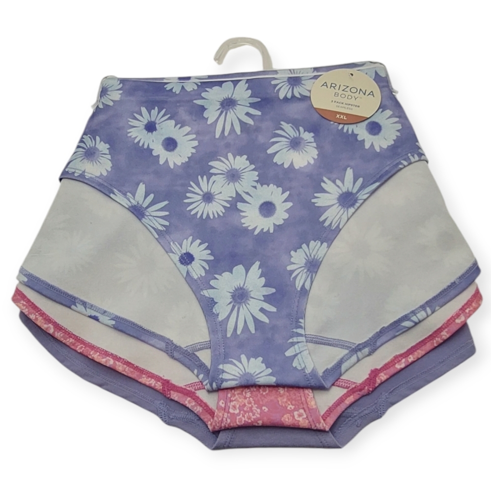 Arizona Body 3 Pack Hipster Seamless Panty Women's Size XXL Panties Pink Purple